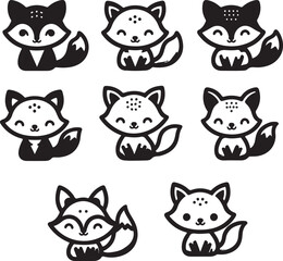 cute fox bundle vector