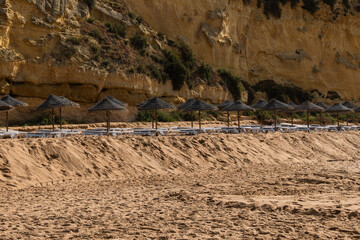 Praia do Peneco beach, Albufeira, Algarve, Portugal. Praia dos Pescadores beach. Fishermen, sunny...