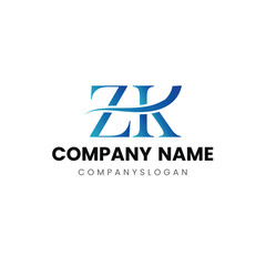 Letter ZK initial logo design 