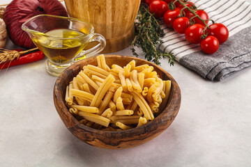 Raw dry Italian pasta - casarecce