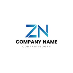 Letter ZN initial logo design 