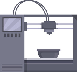 Modern 3d printer icon in vector illustration showcasing the latest technology in digital additive manufacturing, prototype design, and equipment innovation for the industry