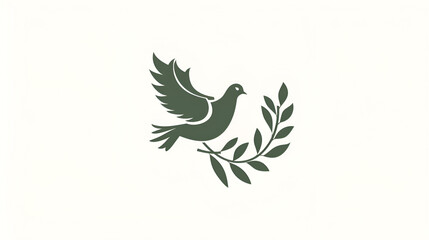 Flying peace dove with olive branch logo symbol Spiri, Generative AI