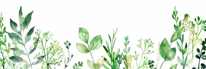 Watercolor Floral Invitation Template with Herbs and Leaves Generative AI