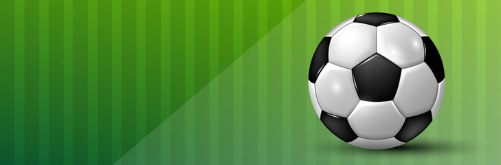 Football field and soccer ball. Blank template for placing text or other content. Vector illustration.