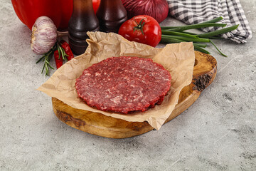 Raw beef burger cutlet minced meat