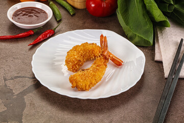 Crispy breaded golden fried prawns