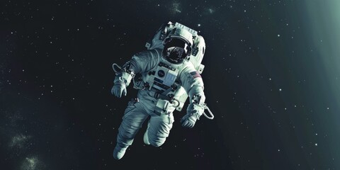 Fototapeta premium Astronaut Floating in Space With Stars