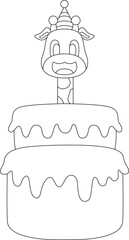 Giraffe Birthday Cake Animal Vector Graphic Art Illustration
