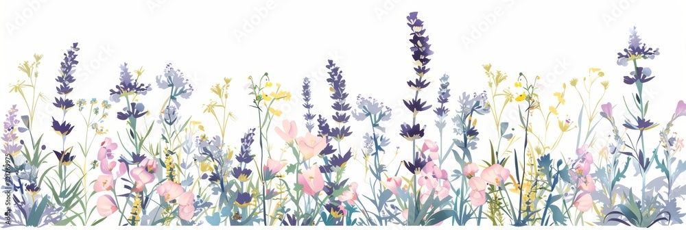 Wall mural Whimsical Floral Illustration for Postcard Design Generative AI - Wall murals