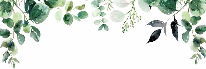 Romantic Watercolor Wedding Invitation with Herbs Generative AI