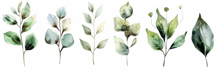 Watercolor Botanical Elements for Design Generative AI
