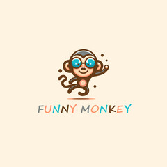 Monkey  Logo  ,funny logo , vector logo template