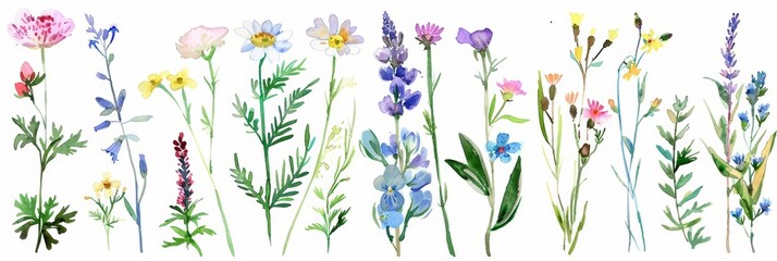 Watercolor Floral Elements for Design and Craft Generative AI