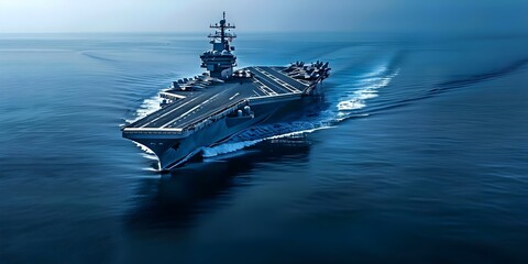 Symbolizing Naval Power: An Aircraft Carrier at Sea. Concept Naval Power, Aircraft Carrier, Sea, Military, Symbolism