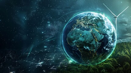 Obraz premium Global Shift to Renewable Energy: Benefits of Reduced Pollution and Enhanced Sustainability Visualized