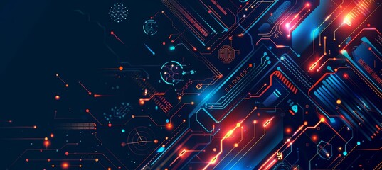 Futuristic Technology Conference Banner Highlighting AI, Quantum Computing, and Blockchain