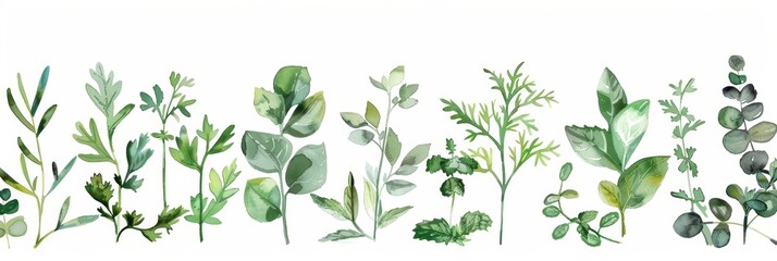 Watercolor Herb Illustration for Decoration and Design Generative AI