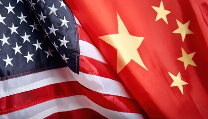 Fototapeta premium USA and China National Flags Together