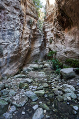 boulders and rugged rocks of the Avakas Gorge on the island of Cyprus