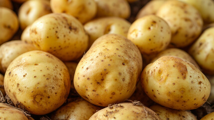 freshly harvested potatoes, on a white background.	
