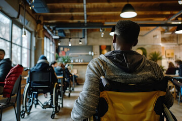 Fototapeta premium Person with a disability in a leadership role, challenging stereotypes and demonstrating that the ability to lead is not influenced by disability