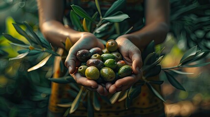 Harvest in the hands of a woman in the garden. Selective focus.