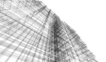 Modern architecture building 3d illustration