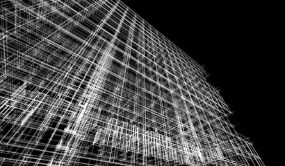 Modern architecture building 3d illustration