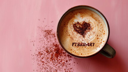 Friday. Inscription happy friday in a cup of coffee and wooden background.
