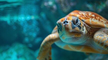 Fototapeta premium Close Up of a Sea Turtles Face