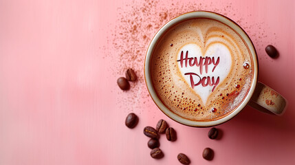 Happy day on Coffee cup concept