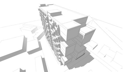 Modern architecture building 3d illustration