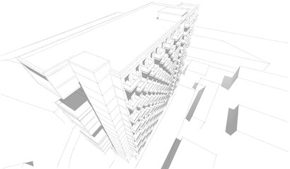 Modern architecture building 3d illustration