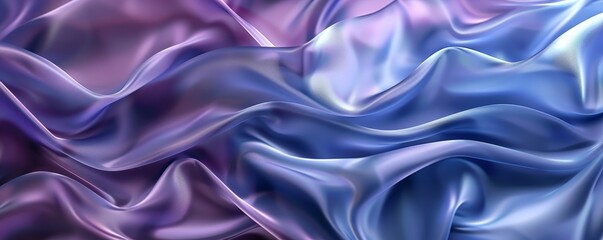Fototapeta premium Abstract rippling purple and blue silk fabric background highlighting texture and light reflections.