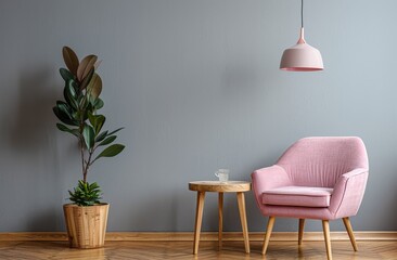 Pink Chair and Small Table