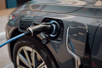 Electric Car Charging Port Close-Up - Sustainable Transportation and Renewable Energy Concept for Automotive Design and Green Technology