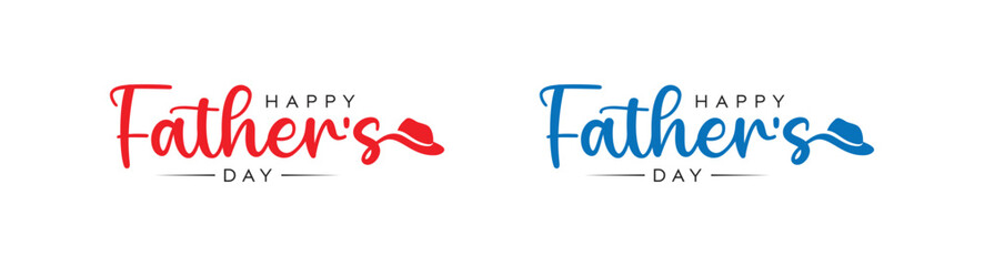 Abstract Happy Father's Day handwritten logo design, Father's Day logo with hat vector design