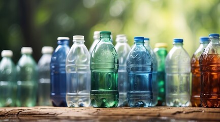 Plastic bottles stacked together, demonstrating eco-friendly recycling