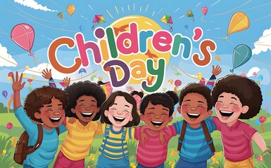 Children’s day with happy kids celebration background Generative AI