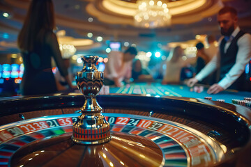 Image of roulette in a casino, exciting atmosphere of gambling