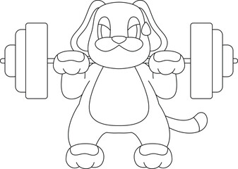 Dog Bodybuilding Dumbbell Animal Vector Graphic Art Illustration