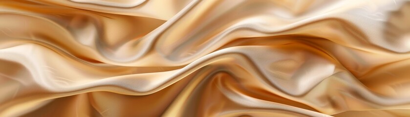 Obraz premium Luxurious gold and beige satin fabric with elegant, flowing folds. Perfect for backgrounds, textiles, and design projects.
