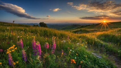 Colorful Meadow: Wildflowers Dancing in the Breeze