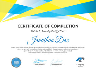 Obraz premium Certificate Layout with Yellow and light blue Accents
