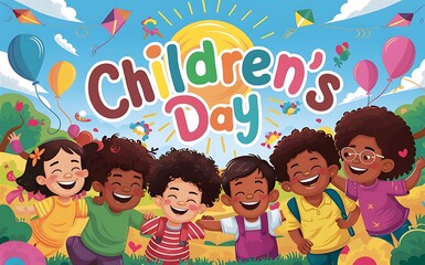 Children’s day with happy kids celebration background Generative AI