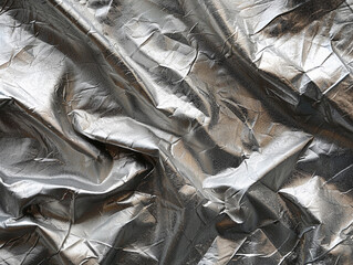 Crumpled silver metallic surface texture background