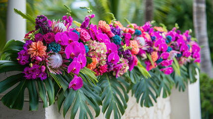 Large Floral Arrangements with Orchids and Tropical Plants