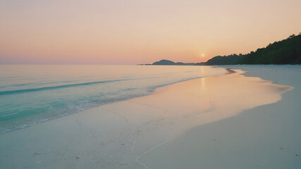 Fototapeta premium Beautiful quiet beach beautiful view clear water White sand
