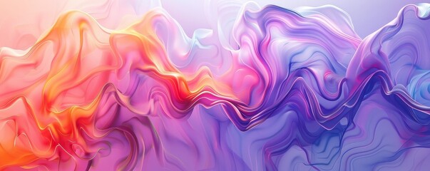 Obraz premium Vibrant abstract fluid art with swirling colors of pink, purple, and orange, creating a mesmerizing wave effect, ideal for backgrounds.